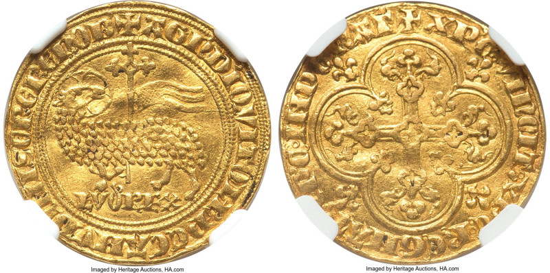 Louis X gold Agnel d'Or ND (1314-1316) AU50 NGC, Fr-259, Dup-234. A very scarce ...