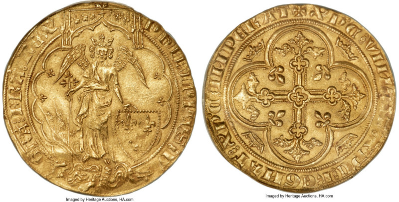 Philippe VI (1328-1350) gold Ange d'Or ND (from 1342) MS62 NGC, Fr-273, Dup-255B...