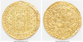 Charles V gold Franc à pied ND (1364-1380) UNC (Peeling Lamination), Fr-284, Dup-360. 3.82gm. A beautiful, lustrous offering, but with an extreme peel...