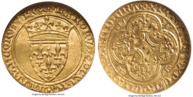 Charles VI gold Ecu d'Or ND (1380-1422) MS62 NGC, Fr-291, Dup-369. A popular type, highly appreciated in Mint State such as this offering. HID09801242...