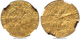 Anglo-Gallic. Henry VI gold Salut d'Or ND (1423-1453) AU58 NGC, Rouen mint, Fr-301, Dup-443a. A magnificent tangerine-gold representative of this stri...