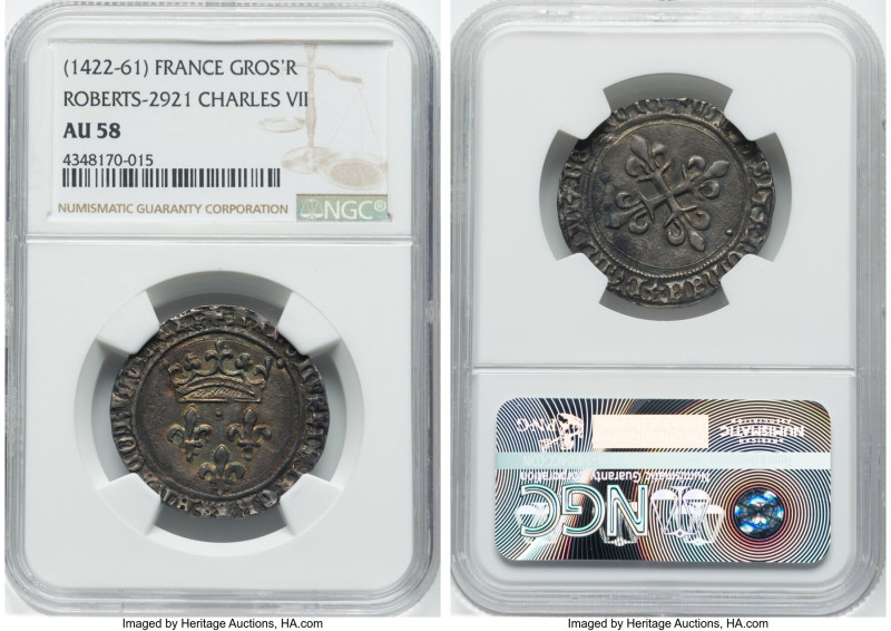 Charles VII Gros d'Roi ND (1422-1461) AU58 NGC, Montpelier mint, Duplessy-518a, ...