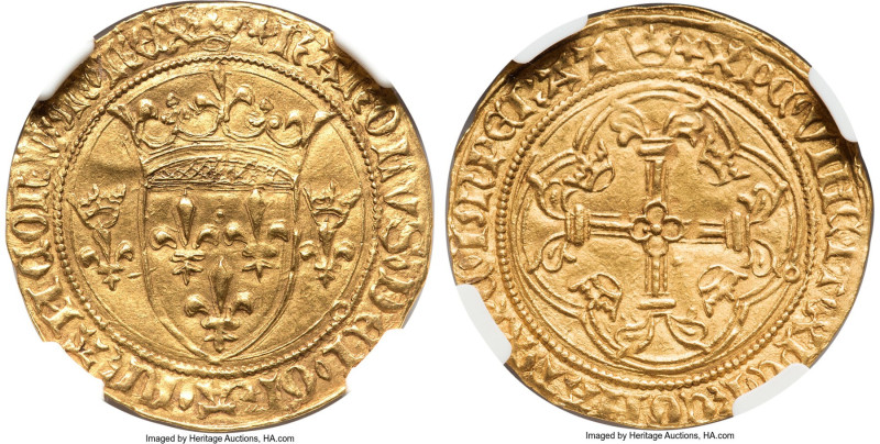 Charles VII gold Ecu d'Or ND (1422-1461) MS62 NGC, Fr-307, Dup-511. 3.38gm. HID0...