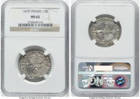 Henri IV 1/8 Ecu 1603-T MS62 NGC, Nantes mint, KM22.3, Dup-1241. The sole finest example populating the NGC census for this issue, quite scarce as suc...