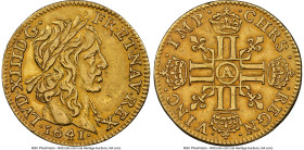 Louis XIII gold 1/2 Louis d'Or 1641-A AU Details (Cleaned) NGC, Paris mint, KM101. "IMP." variety. Admittedly muted in appearance, but devoid of the e...