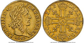 Louis XIII gold 1/2 Louis d'Or 1642-A AU Details (Removed From Jewelry) NGC, Paris mint, KM125. HID09801242017 © 2023 Heritage Auctions | All Rights R...