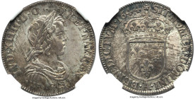 Louis XIV 1/4 Ecu 1644-A (Rose) MS64 NGC, Paris mint, KM161.1, Gad-139. Exhibiting deep silvery-gray patina with full underlying mint luster, a choice...