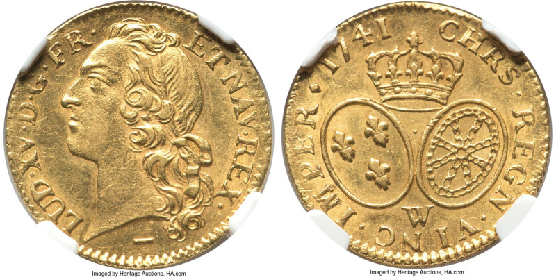 Louis XV gold Louis d'Or 1741-W AU58 NGC, Lille mint, KM513.22, Fr-464. HID09801...