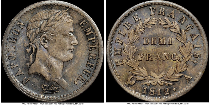 Napoleon 1/2 Franc 1812-A MS64 NGC, Paris mint, KM691.1, Gad-399. Much originali...