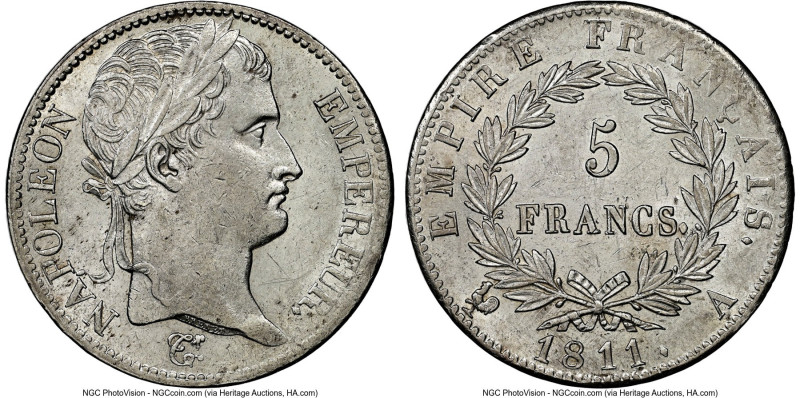 Napoleon 5 Francs 1811-A AU58 NGC, Paris mint, KM694.1, Gad-584. HID09801242017 ...