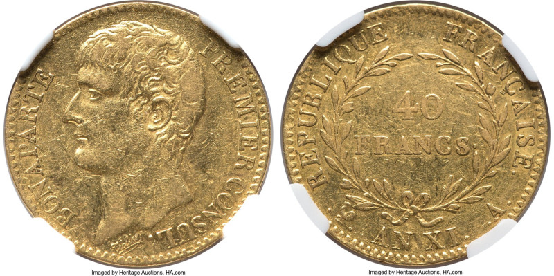 Napoleon gold 40 Francs L'An XI (1802/1803)-A AU50 NGC, Paris mint, KM652, Fr-47...