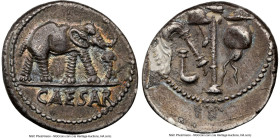 Julius Caesar, as Dictator (49-44 BC). AR denarius (19mm, 3.67 gm, 6h). NGC AU 4/5 - 2/5, edge chips. Military mint traveling with Caesar in northern ...