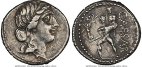 Julius Caesar, as Dictator (49-44 BC). AR denarius (18mm, 3.89 gm, 5h). NGC XF 4/5 - 4/5. Military mint traveling with Caesar in North Africa, ca. 48-...