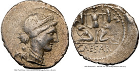 Julius Caesar, as Dictator (49-44 BC). AR denarius (20mm, 3.73 gm, 10h). NGC Choice VF 3/5 - 4/5. Military mint traveling with Caesar in Spain, ca. la...