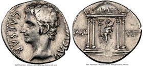 Augustus (27 BC-AD 14). AR denarius (20mm, 3.82 gm, 5h). NGC XF 2/5 - 2/5, punch mark, bankers mark, edge cut. Spain (Colonia Patricia?), ca. 19-18 BC...