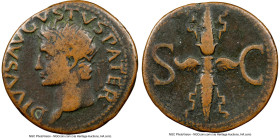 Divus Augustus (27 BC-AD 14). AE as (28mm, 9.81 gm, 1h). NGC Fine 5/5 - 3/5, marks. Rome, AD 27-34. DIVVS AVGVSTVS PATER, radiate head of Divus August...