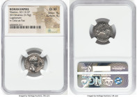 Tiberius, as Augustus (AD 14-37). AR denarius (19mm, 3.76 gm, 4h). NGC Choice XF 4/5 - 4/5. Lugdunum, ca. AD 14-17. TI CAESAR DIVI-AVG F AVGVSTVS, lau...