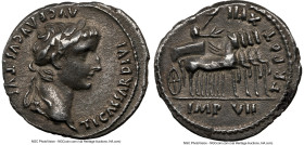 Tiberius, as Augustus (AD 14-37). AR denarius (19mm, 3.62 gm, 2h). NGC Choice VF 5/5 - 3/5, light scuffs. Lugdunum, AD 15-16. TI CAESAR DIVI-AVG F AVG...