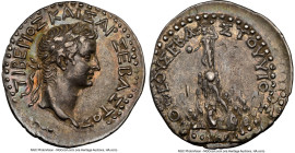 CAPPADOCIA. Caesarea-Eusebia. Tiberius (AD 14-37). AR drachm (21mm, 3.67 gm, 10h). NGC Choice XF 4/5 - 3/5, light marks, die shift. Ca. AD 17-32. ΤΙΒΕ...