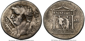 Claudius I (AD 41-54). AR cistophorus (26mm, 10.32 gm, 7h). NGC Fine 5/5 - 2/5, countermark. Ephesus, ca. AD 41-42. TI CLAVD-CAES AVG, bare head of Cl...