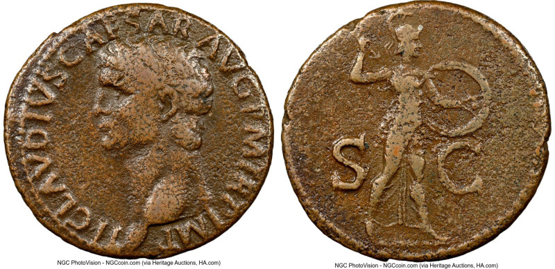 Claudius I (AD 41-54). AE as (28mm, 10.51 gm, 7h). NGC Choice Fine 5/5 - 3/5. Ro...