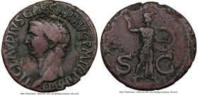 Claudius I (AD 41-54). AE as (29mm, 11.66 gm, 7h). NGC Choice Fine 5/5 - 2/5, edge chips. Rome, ca. AD 41-50. TI CLAVDIVS CAESAR•AVG P M TR P IMP, bar...