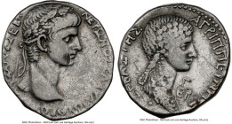 SYRIA. Antioch. Nero (AD 54-68), with Agrippina Junior. AR tetradrachm (25mm, 14.81 gm, 11h). NGC VF 4/5 - 3/5, flan flaws. Dated Caesarean Era Year 1...