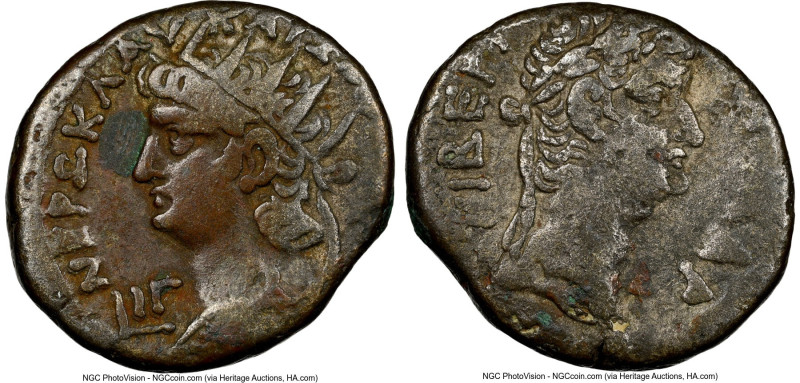 EGYPT. Alexandria. Nero (AD 54-68), with Tiberius. BI tetradrachm (25mm, 12.31 g...