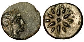 Mysia. Gambrion. (350-300 BC) Bronze Æ. (10mm 0,97g) Obv: laureate head of Apollo right. Rev: star.