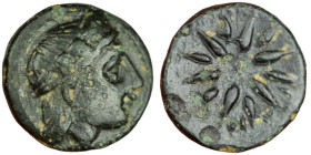 Mysia. Gambrion. (350-300 BC) Bronze Æ. (10mm 0,91g) Obv: laureate head of Apollo right. Rev: star.