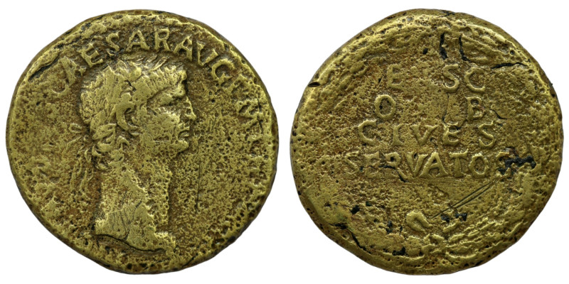 Claudius. (41-50 AD). Æ Sesterz. (32mm, 23,80g) Rome. Obv: TI CLAVDIVS CAESAR AV...