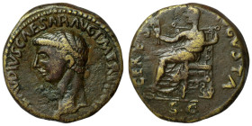 Claudius. (41-50 AD). Æ Dupondius. (26mm, 11,51g) Rome. Obv: TI CLAVDIVS CAESAR AVG P M TR P IMP. draped bust of Claudius left. Rev: CERES AVGVSTA S C...