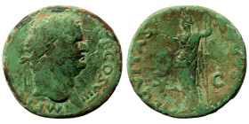 Vespasian. (77-78 AD). Dupondius. (24mm, 9,12g) Lugdunum. Obv: IMP CS VESPASIAN AVG COS VIII PP. laureate bust of Vespasian right. Rev: QVITAS AVGVSTI...