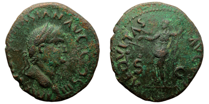 Vespasian. (77-78 AD). Dupondius. (27mm, 8,53g) Lugdunum. Obv: IMP CS VESPASIAN ...