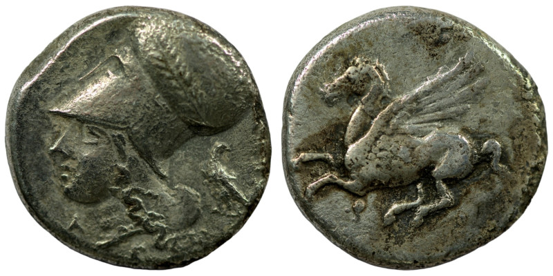 Corinthia. (375-300 BC) AR Corinth Stater. (20mm, 8,13g) Obv: helmeted head of A...