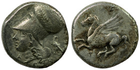 Corinthia. (375-300 BC) AR Corinth Stater. (20mm, 8,13g) Obv: helmeted head of Athena left ; eagle next to it. Rev: Pegasus flying left.