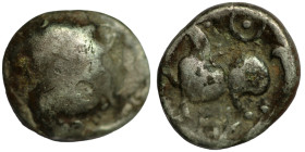 Eastern Celts. Imitations of Philip II. of Macedon. "Kugelwange" (2.-1. Century BC) AR Drachm. (14mm, 2,14g) Obv: head of Philip II. right. Rev: horse...