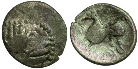 Eastern Celts. Imitations of Philip II. of Macedon. "Kugelwange" (2.-1. Century BC) AR Drachm. (16mm, 1,77g) Obv: head of Philip II. right. Rev: horse...