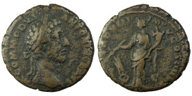 Commodus. (183 AD) Æ As. (25mm, 9,47g) Rome. Obv: COMMODVS ANTONINVS AVG. laureate bust of Commodus right. Rev: TRP VIII IMP V COS IIII PP. Fortuna st...