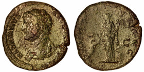 Hadrian. (133-135 AD) Æ As. (26mm, 11,42g) Rome. Obv: HADRIANVS AVG COS III P P. laureate bust of Hadrian left. Rev: FORTVNA AVG S C. Fortuna standing...