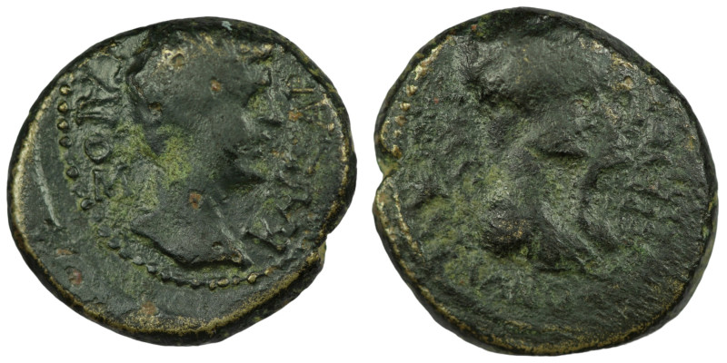 Caligula. (37-41 AD) Bronze Æ. (18mm, 4,18g) Lydia. Philadelphia. Obv: laureate ...