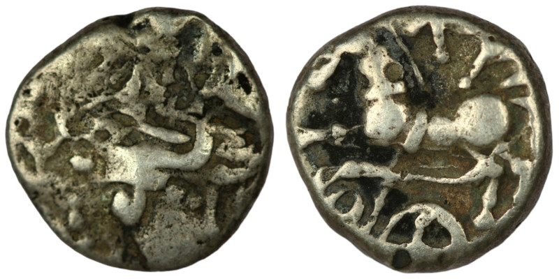 Celtic. Gallien. Lingones. (1. Century BC) AR Quinar. Kaletedou. (12mm, 1,87g) O...