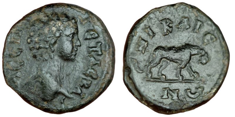 Commodus. (177-192 AD) Bronze Æ. (16mm, 2,95g) Bithynia. Nikaia. Obv: draped bus...