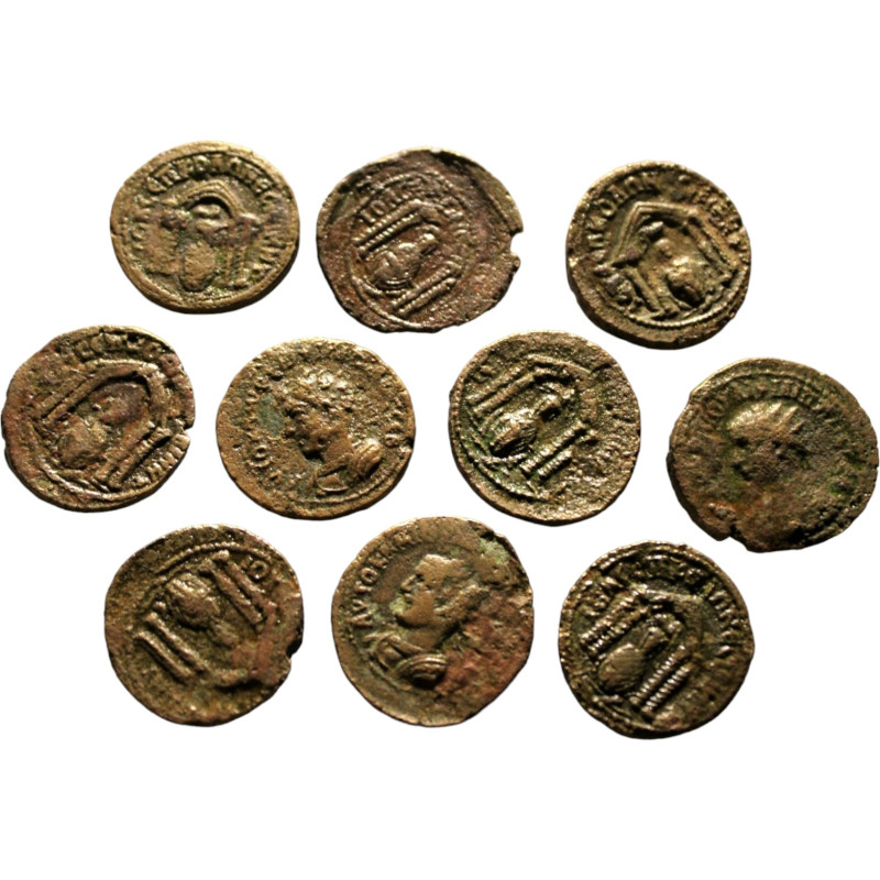 Lot of 10 Roman Provincials. Mesopotamia. Nisibis. Bronze Æ. (Philippus Arabs I....