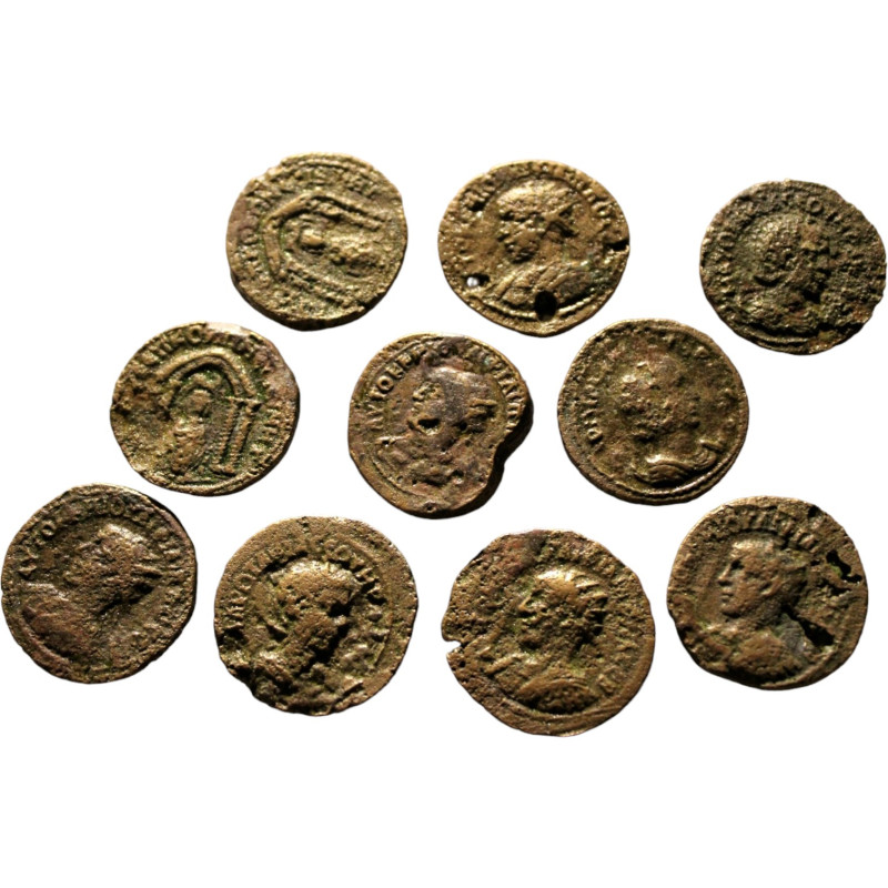 Lot of 10 Roman Provincials. Mesopotamia. Nisibis. Bronze Æ. (Philippus Arabs I....