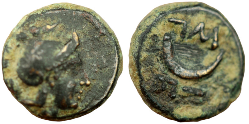 Mysia. Gyrneion. (4.-3. Century BC) Bronze Æ. (9mm 1,08g) Obv: helmeted head of ...