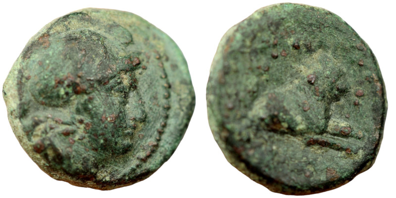 Mysia. Lysimachos. (306-281 BC) Bronze Æ. (13mm 2,36g) Obv: helmeted head of Ath...