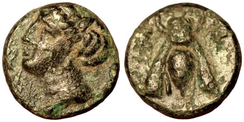 Ionia. Ephesos. (4th Century BC) Bronze Æ. (10mm 1,25g). Obv: bee. Rev: bust of ...