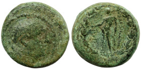 Lydia. Sardes. (133 BC - 14 AD). Bronze Æ. (16mm, 5,54g). Obv: laureate head of Heracles right. Rev: Apollo standing left.