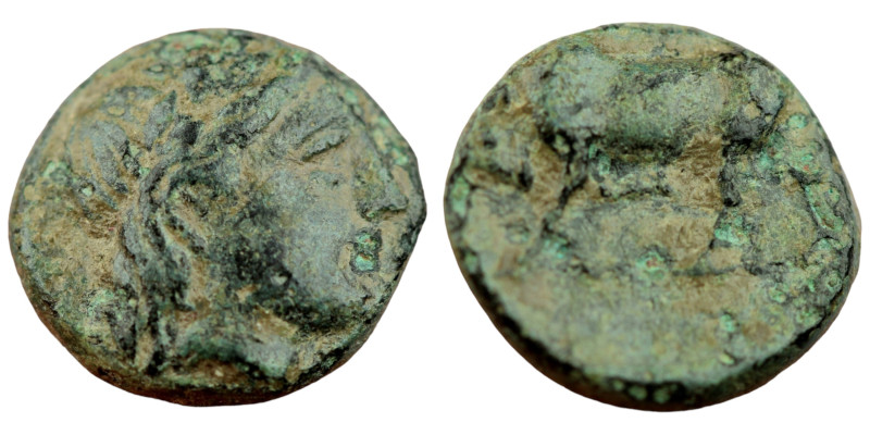 Mysia. Gambrion. (350-300 BC) Bronze Æ. (8mm 0,93g) Obv: laureate head of Apollo...